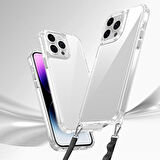 iPhone 14 Pro Kılıf AirBagli Takılabilir Askı Aparatlı Zore Snap Silikon Kapak-Şeffaf