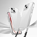 iPhone 15 Kılıf AirBagli Takılabilir Askı Aparatlı Zore Snap Silikon Kapak-Şeffaf