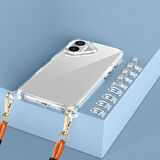 iPhone 16 Kılıf AirBagli Takılabilir Askı Aparatlı Zore Snap Silikon Kapak-Şeffaf