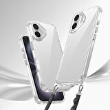 iPhone 16 Plus Kılıf AirBagli Takılabilir Askı Aparatlı Zore Snap Silikon Kapak-Şeffaf