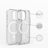 iPhone 16 Kılıf Magsafe Şarj Özellikli Kamera Korumalı Zore Kripto Kapak-Şeffaf