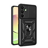 Vendas Galaxy A16 Uyumlu Magnetik Standlı Kamera Korumalı Zore Sürgülü Vega Kapak-Siyah