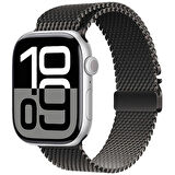 Apple Watch 10 46mm Zore KRD-121 Metal Hasır Kordon-Siyah