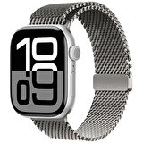 Apple Watch 10 46mm Zore KRD-121 Metal Hasır Kordon-Gri