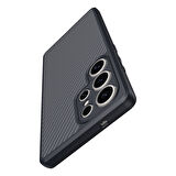 Galaxy S25 Ultra Uyumlu Kılıf Magsafe Şarj Özellikli Karbon Fiber Tasarımlı Zore Elnino Kapak-Siyah