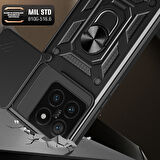 Xiaomi 14T Uyumlu Kılıf Magnetik Standlı Kamera Korumalı Zore Sürgülü Vega Kapak-Mavi