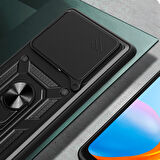 Xiaomi 14T Pro Uyumlu Kılıf Magnetik Standlı Kamera Korumalı Zore Sürgülü Vega Kapak-Mavi