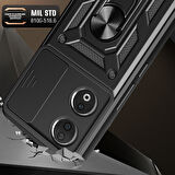 Honor 90 Uyumlu Kılıf Magnetik Standlı Kamera Korumalı Zore Sürgülü Vega Kapak-Siyah