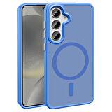 Galaxy S24 FE Kılıf Magsafe Şarj Özellikli Mat Arka Yüzey Zore Sio Kapak-Mavi