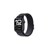 Watch 10 42mm Uyumlu KRD-91 Hasır Kordon Strap Kayış-Siyah-Mavi