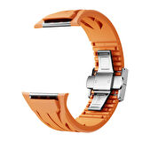 Apple Watch 10 46mm KRD-127 Metal Tokalı Silikon Kordon-Kırmızı