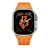 Apple Watch Ultra 49mm KRD-127 Metal Tokalı Silikon Kordon-Turuncu