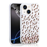 iPhone 13 Kılıf Sıvılı Simli Baskılı Şeffaf Arka Yüzey Mossa Silikon Kapak