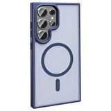 Galaxy S25 Ultra Uyumlu Kılıf Magsafe Şarj Özellikli Mat Arka Yüzey Zore Sio Kapak-Lacivert