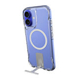 iPhone 16 Uyumlu Kılıf Magsafe Şarj Özellikli Zore T-Max Standlı Kapak-Şeffaf