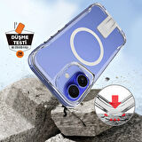 iPhone 16 Uyumlu Kılıf Magsafe Şarj Özellikli Zore T-Max Standlı Kapak-Şeffaf