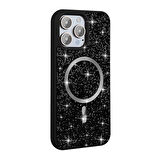 iPhone 15 Pro Max Kılıf Pırlanta Tasarımlı Magsafe Şarj Özellikli Zore Mozaik Silikon Kapak