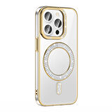 iPhone 14 Pro Max Kılıf Pırlanta Taş Tasarımlı Kablosuz Şarj Özellikli Karetta Silikon Kapak