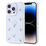 iPhone 14 Pro Kılıf Airbag Tasarımlı Simli Şeffaf Zore Kutup Kapak - Lale