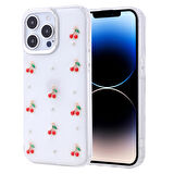 iPhone 14 Pro Kılıf Airbag Tasarımlı Simli Şeffaf Zore Kutup Kapak - Kiraz
