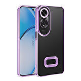 Oppo A60  Kılıf Logo Gösteren Parlak Kenarlı Kamera Lens Korumalı Şeffaf Omega Silikon Kapak