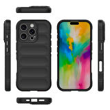 iPhone 16 Pro Kılıf Esnek TPU Oyuklu Arka Yüzey Tasarımlı Zore Etnik Silikon Kapak - Siyah