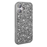 iPhone 16 Kılıf Parlak Taşlı Tasarım Zore Pırlanta Kapak - Pembe