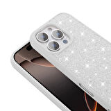 iPhone 16 Pro Max Kılıf Parlak Taşlı Tasarım Zore Pırlanta Kapak - Beyaz