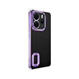 Xiaomi Redmi Note 14 4G Kılıf Logo Gösteren Parlak Kenarlı Kamera Lens Korumalı Şeffaf Omega Silikon Kapak