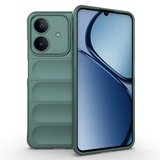Realme Note 60 Kılıf Esnek TPU Oyuklu Arka Yüzey Tasarımlı MKST Etnik Silikon Kapak - Koyu Yeşil