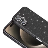 iPhone 16 Plus Kılıf Kamera Korumalı Simli Lüks BTBM Koton Kapak - Siyah