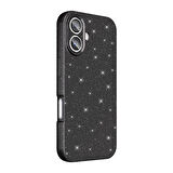 iPhone 16 Plus Kılıf Kamera Korumalı Simli Lüks TCG Koton Kapak - Gümüş