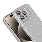 iPhone 16 Pro Kılıf Kamera Korumalı Simli Lüks SYS Koton Kapak - Gümüş