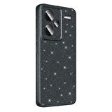 Redmi Note 13 Pro Plus 5G Kılıf Kamera Korumalı Simli Lüks MKST Koton Kapak - Açık Pembe