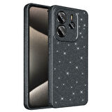 Redmi Note 14 Kılıf Kamera Korumalı Simli Lüks HLP Koton Kapak - Siyah