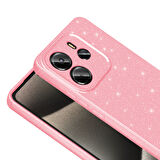 Redmi Note 14 Kılıf Kamera Korumalı Simli Lüks KLFS Koton Kapak - Siyah