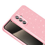 Galaxy A56 Kılıf Kamera Korumalı Simli Lüks MBTM Koton Kapak - Açık Pembe