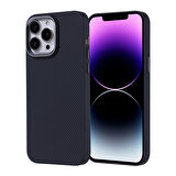 iPhone 14 Pro Max Kılıf Magsafe Şarj Özellikli Karbon Fiber Görünümlü Zore Nekst Kapak - Siyah