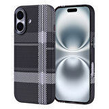 iPhone 16 Kılıf Magsafe Şarj Özellikli Karbon Fiber Görünümlü Zore Nekst Kapak - Gri-Siyah
