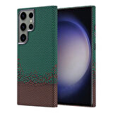 Galaxy S23 Ultra Kılıf Magsafe Şarj Özellikli Karbon Fiber Görünümlü Zore Nekst Kapak - Siyah