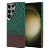 Galaxy S25 Ultra Kılıf Magsafe Şarj Özellikli Karbon Fiber Görünümlü Zore Nekst Kapak - Yeşil