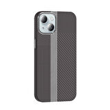 iPhone 15 Kılıf Magsafe Şarj Özellikli Karbon Fiber Görünümlü F10T Gros Kapak - Siyah