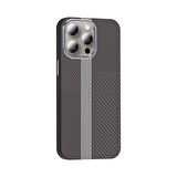 iPhone 15 Pro Max Kılıf Magsafe Şarj Özellikli Karbon Fiber Görünümlü UCY Gros Kapak - Siyah