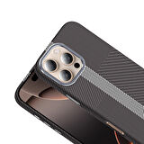 iPhone 16 Pro Kılıf Magsafe Şarj Özellikli Karbon Fiber Görünümlü MBTM Gros Kapak - Siyah-Lacivert