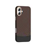 iPhone 16 Plus Kılıf Magsafe Şarj Özellikli Karbon Fiber Görünümlü SYS Gros Kapak - Lacivert