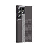 Galaxy S23 Ultra Kılıf M-safe Şarj Özellikli Karbon Fiber Görünümlü İNC Gros Kapak - Siyah-Lacivert