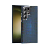 Galaxy S23 Ultra Kılıf M-safe Şarj Özellikli Karbon Fiber Görünümlü HGEA Gros Kapak - Lacivert