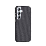 Galaxy S25 Plus Kılıf M-safe Şarj Özellikli Karbon Fiber Görünümlü HLP Gros Kapak - Siyah-Lacivert