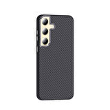 Galaxy S24 Plus Kılıf M-safe Şarj Özellikli Karbon Fiber Görünümlü KLFS Gros Kapak - Gold-Siyah