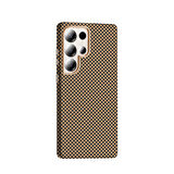 Galaxy S25 Ultra Kılıf M-safe Şarj Özellikli Karbon Fiber Görünümlü HGEA Gros Kapak - Gold-Siyah